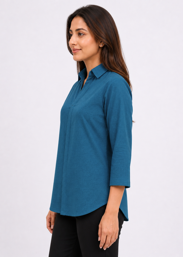 Self Design Shirt Collar Top for Women