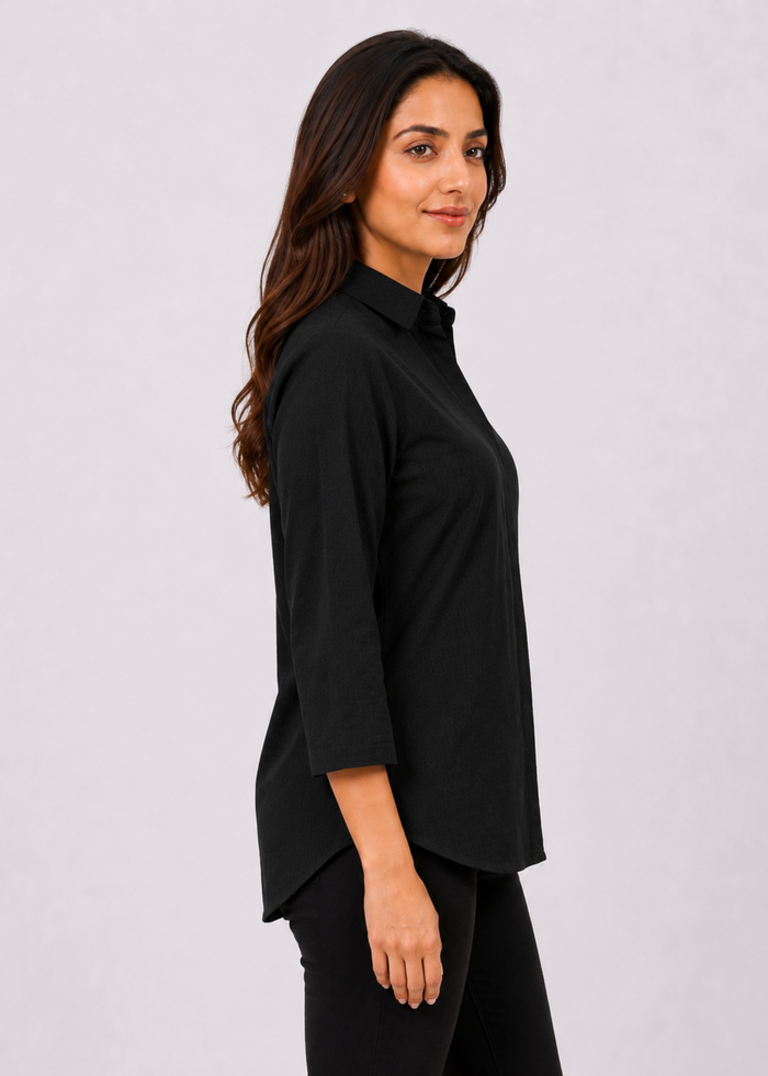 Self Design Shirt Collar Top for Women