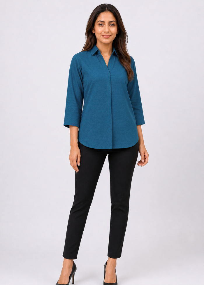 Self Design Shirt Collar Top for Women