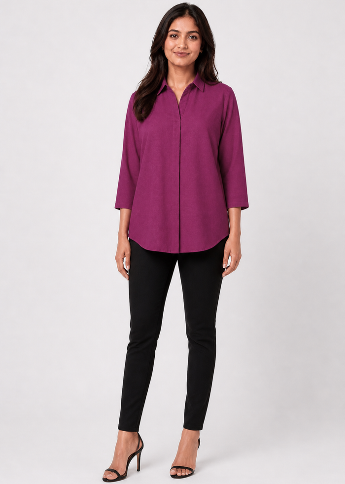 Self Design Shirt Collar Top for Women