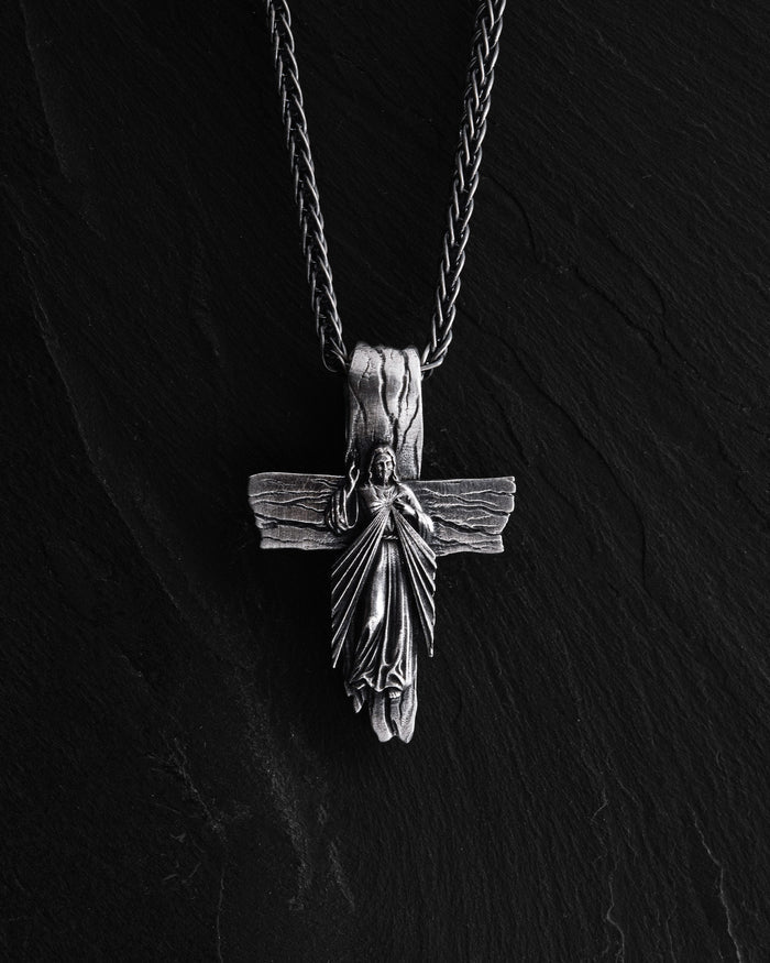 Silver cross JESUS CHRIST. FORGIVENESS