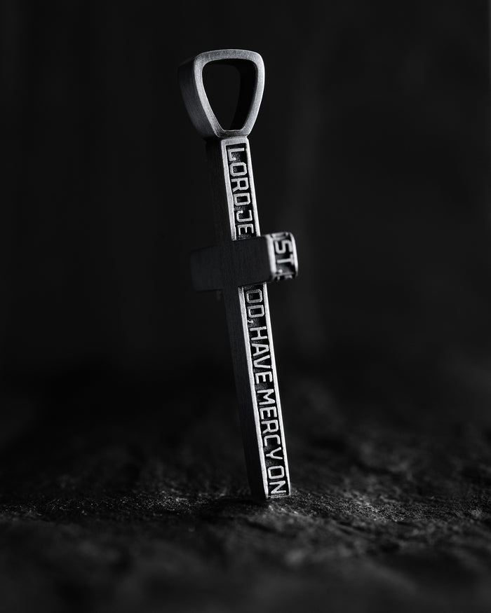 Silver cross JESUS PRAYER