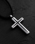 Silver cross LUMEN FIDEI. BLACK STONES