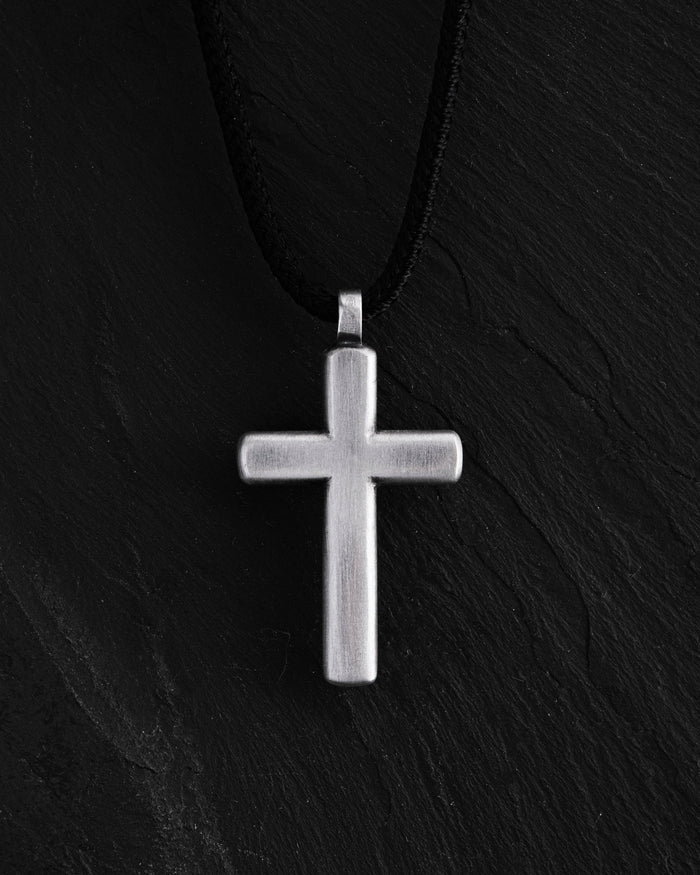 Silver cross LUMEN FIDEI. BLACK STONES