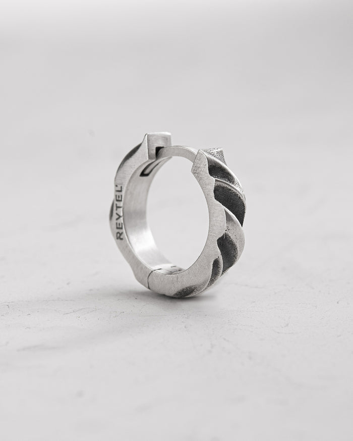 Silver hoop earring FORGED