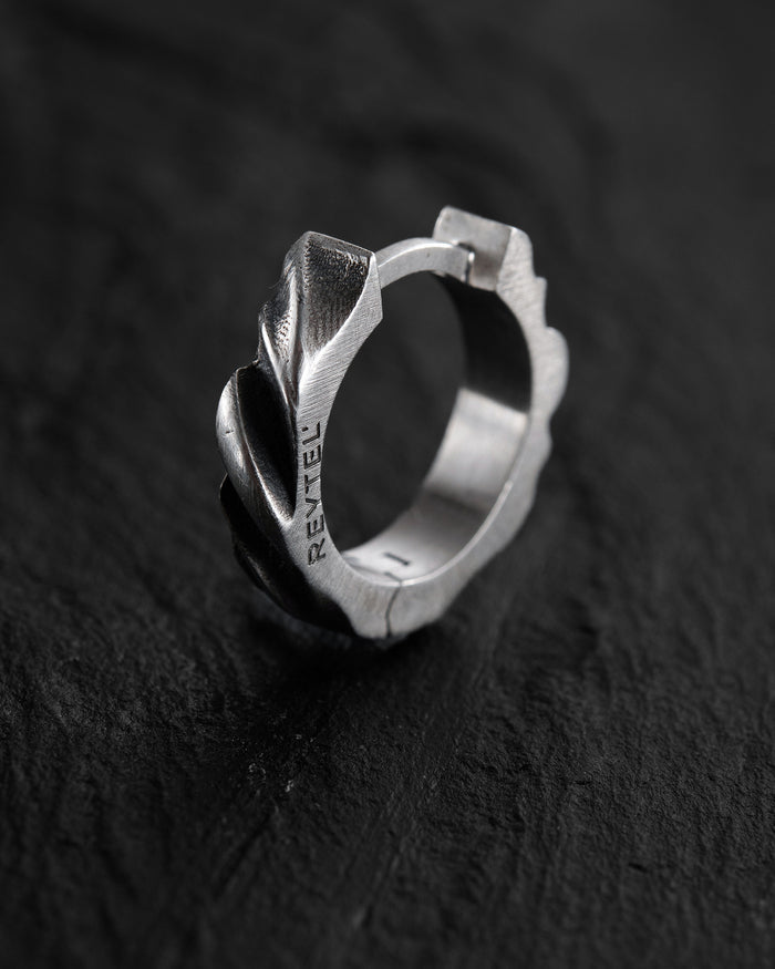 Silver hoop earring FORGED