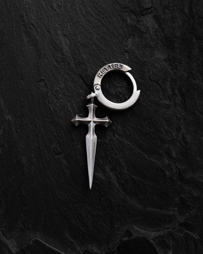 Silver hoop earring SWORD