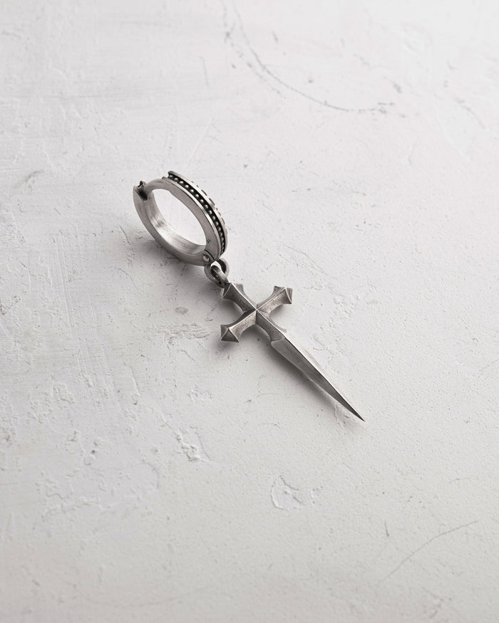 Silver hoop earring SWORD