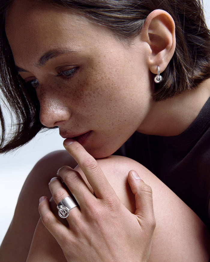 Silver hoop earrings BUBBLE