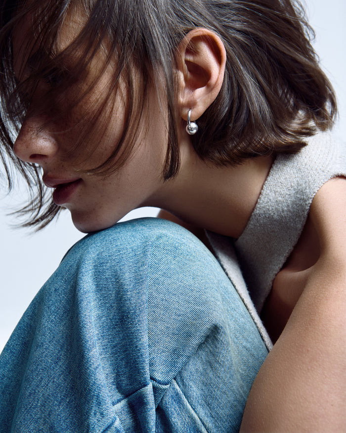 Silver hoop earrings BUBBLE
