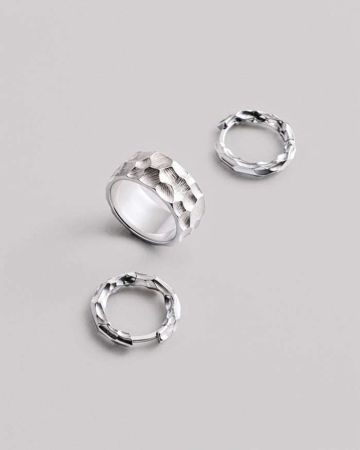 Silver hoop earrings CRATERS