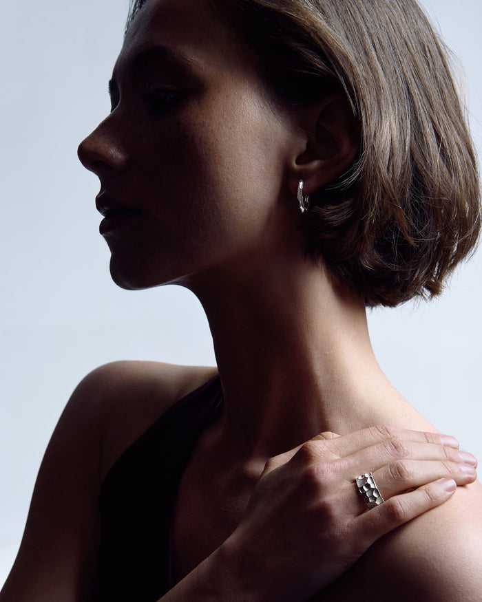 Silver hoop earrings CRATERS