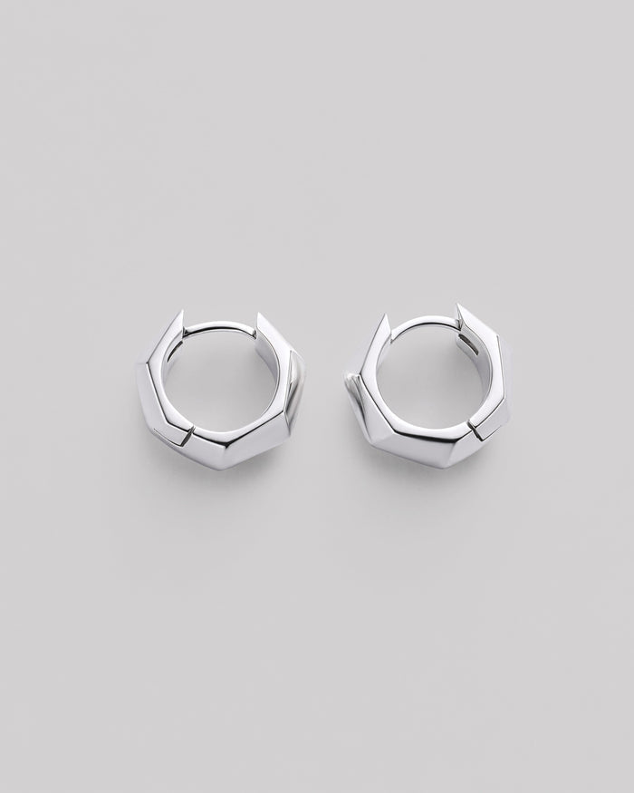 Silver hoop earrings FACETS