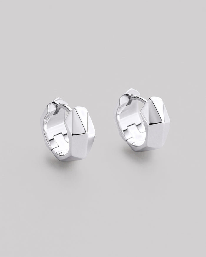 Silver hoop earrings FACETS