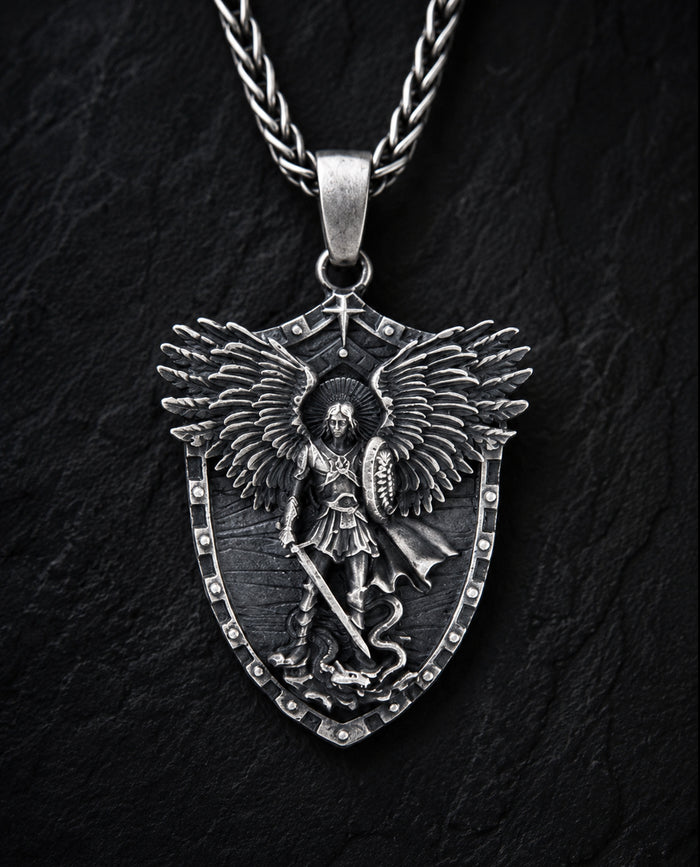 Silver pendant - shield ST. MICHAEL ARCHANGEL