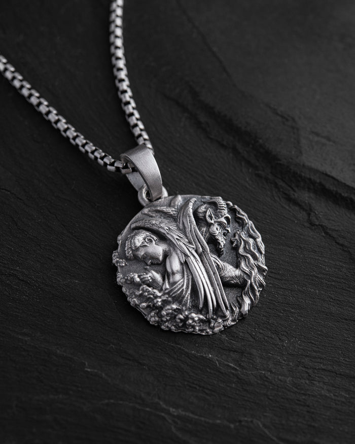 Silver pendant ANGEL AND DEMON
