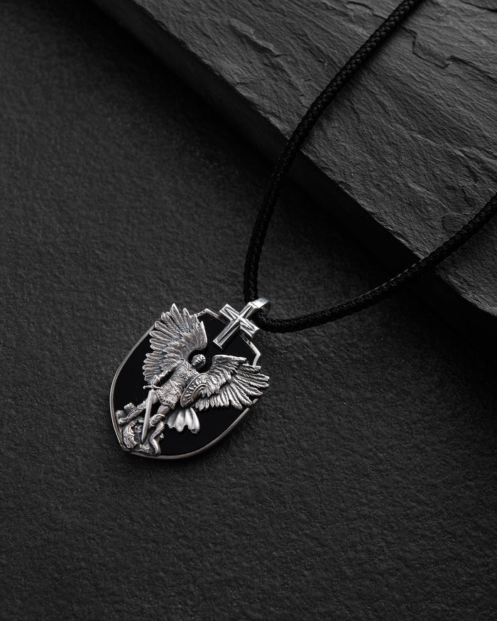 Silver pendant ARCHANGEL MICHAEL (onyx)