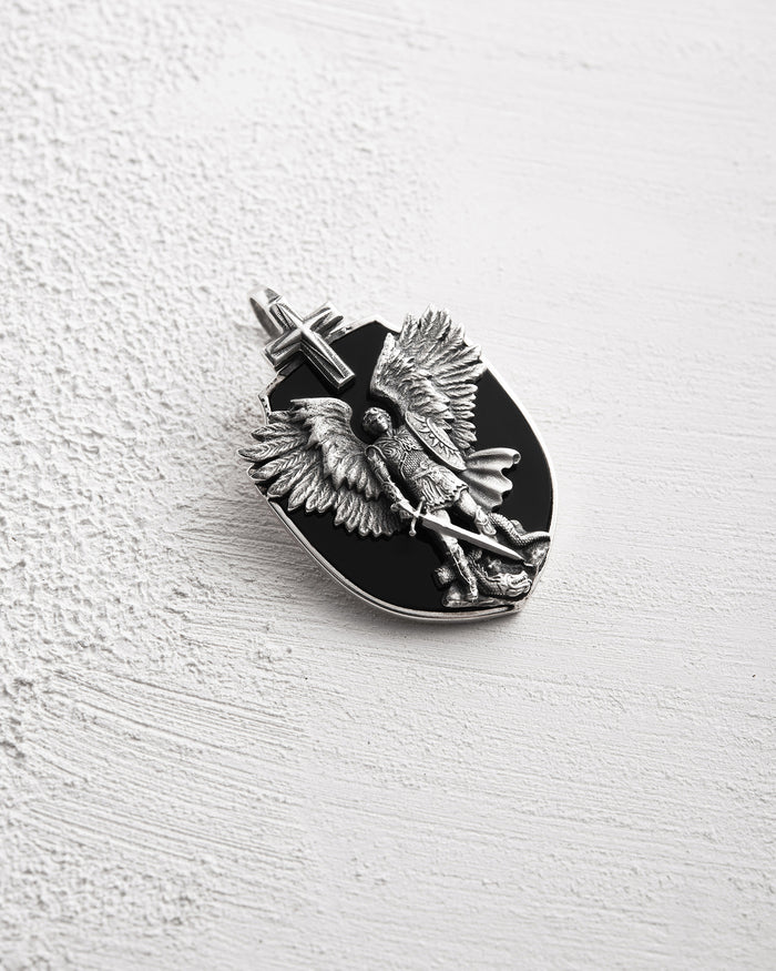 Silver pendant ARCHANGEL MICHAEL (onyx)