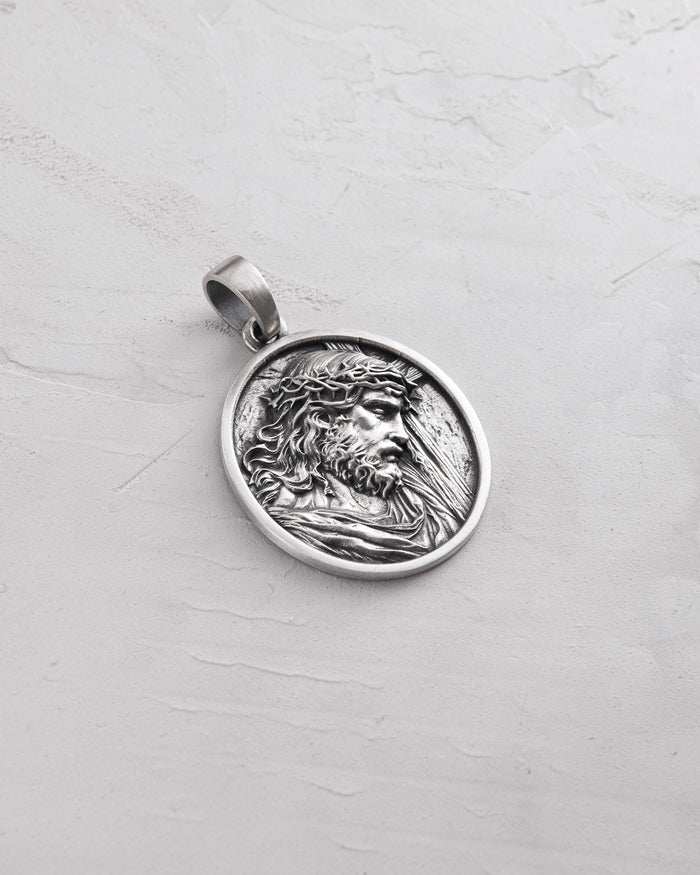 Silver pendant JESUS CHRIST WITH CROWN OF THORNS