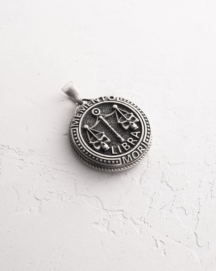 Silver pendant Zodiac sign - LIBRA. MEMENTO MORI (weight)