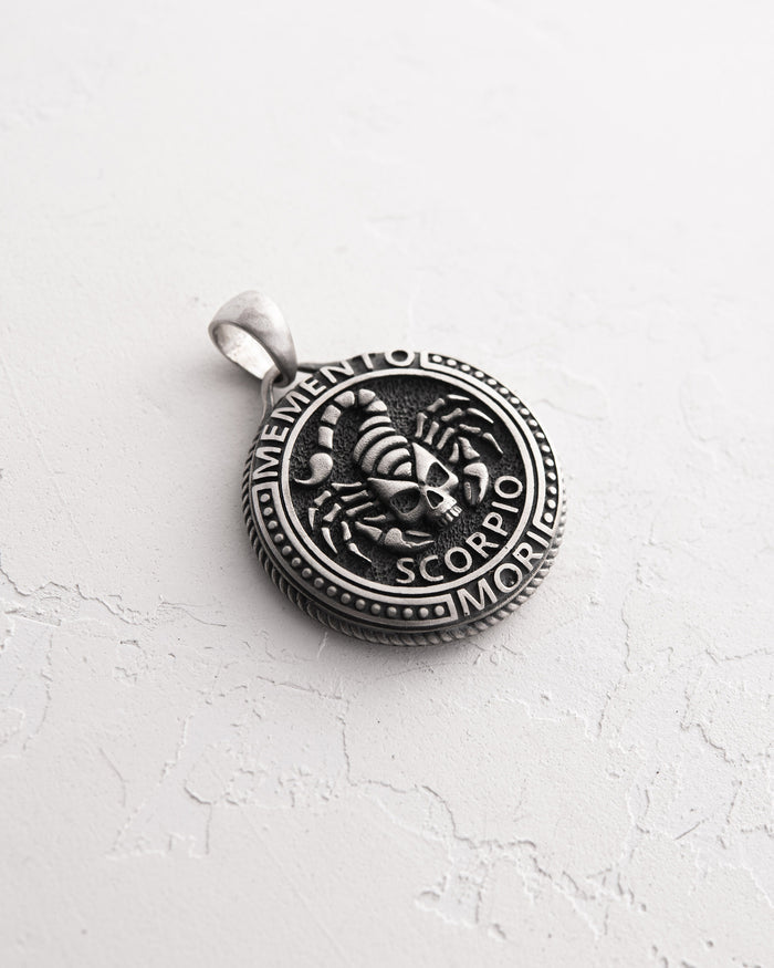 Silver pendant Zodiac sign - SCORPIO. MEMENTO MORI
