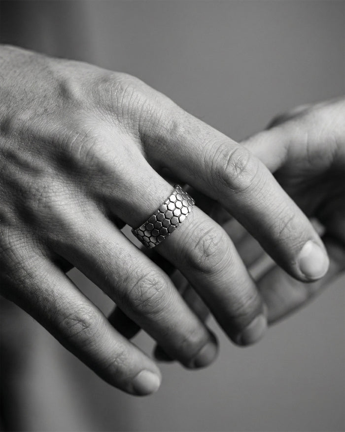 Silver ring HONEYCOMB