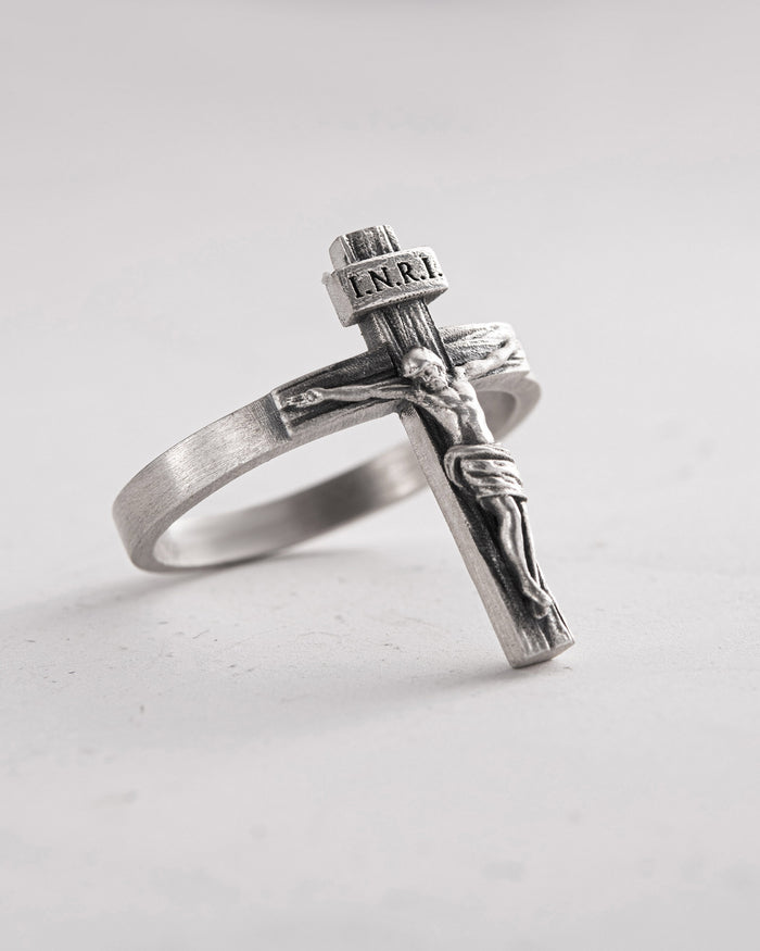 Silver ring JESUS CRUCIFIX INRI
