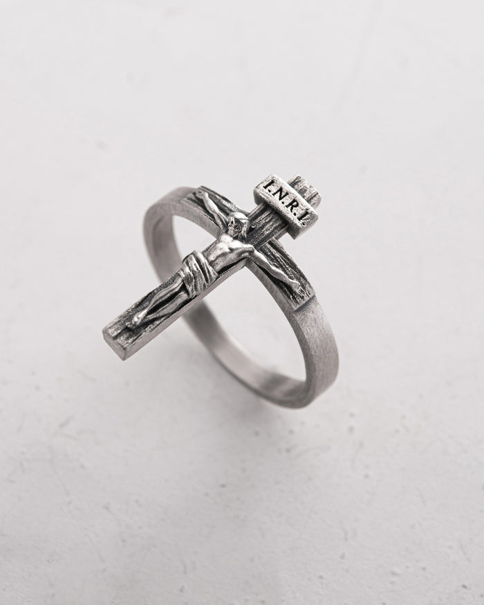 Silver ring JESUS CRUCIFIX INRI
