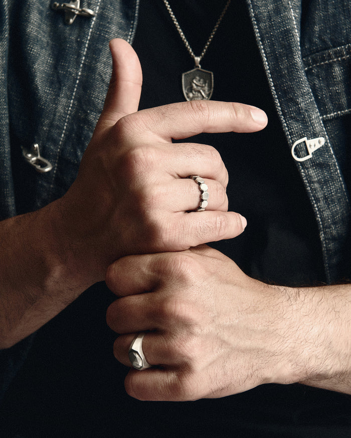 Silver ring METEORITE