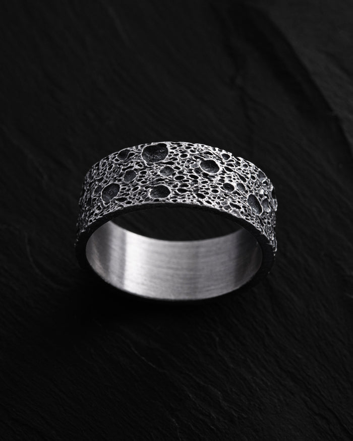Silver ring MOON SURFACE