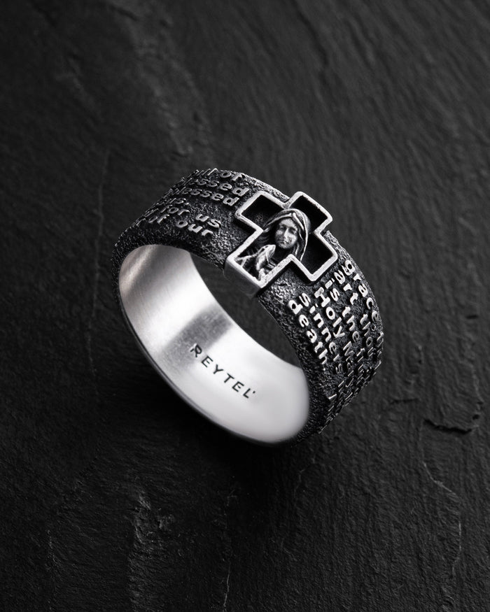Silver ring PRAYER TO HAIL MARY