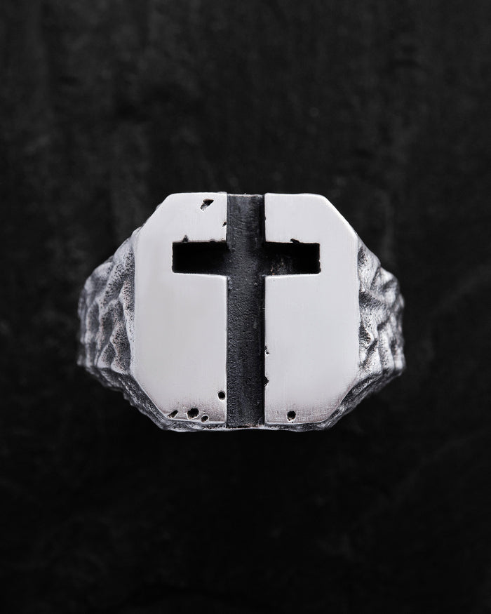 Silver ring URBAN CROSS