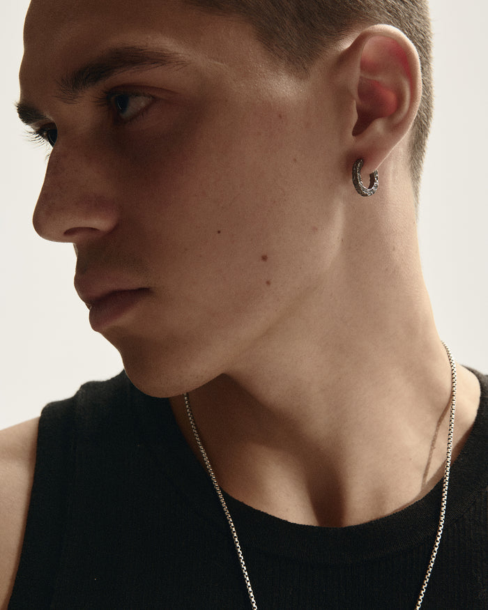 Silver single - earring BLACK