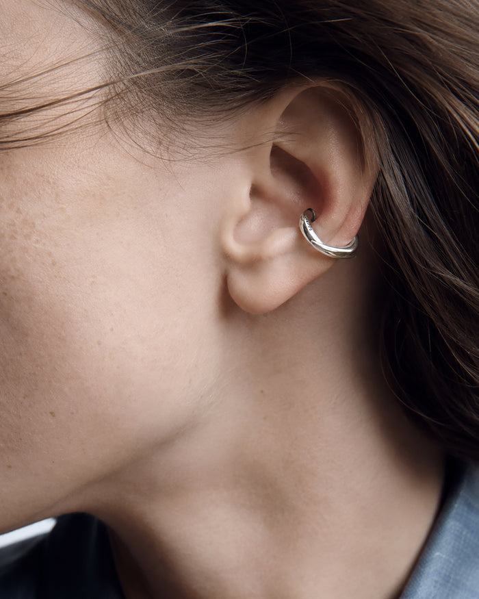 Silver single earring - cuff ACCENT