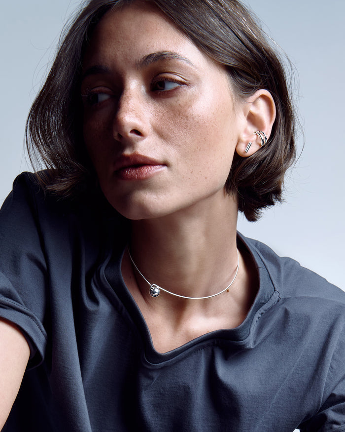Silver single earring - cuff ARIA