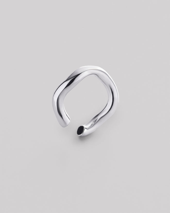 Silver single earring - cuff AURA M