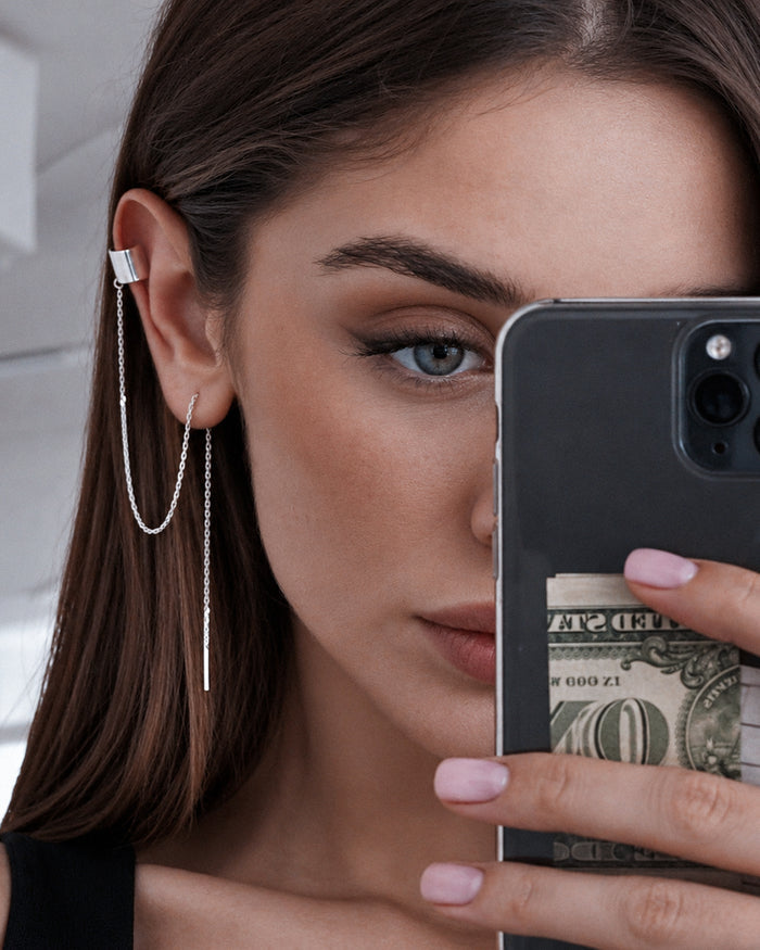 Silver single earring - cuff AXIS
