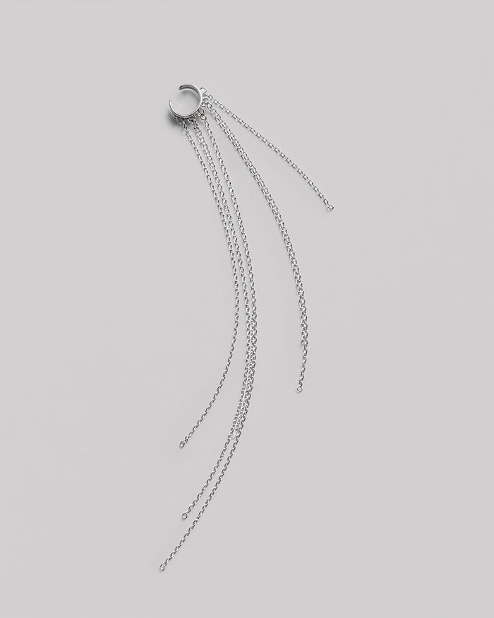 Silver single earring - cuff CASCADE
