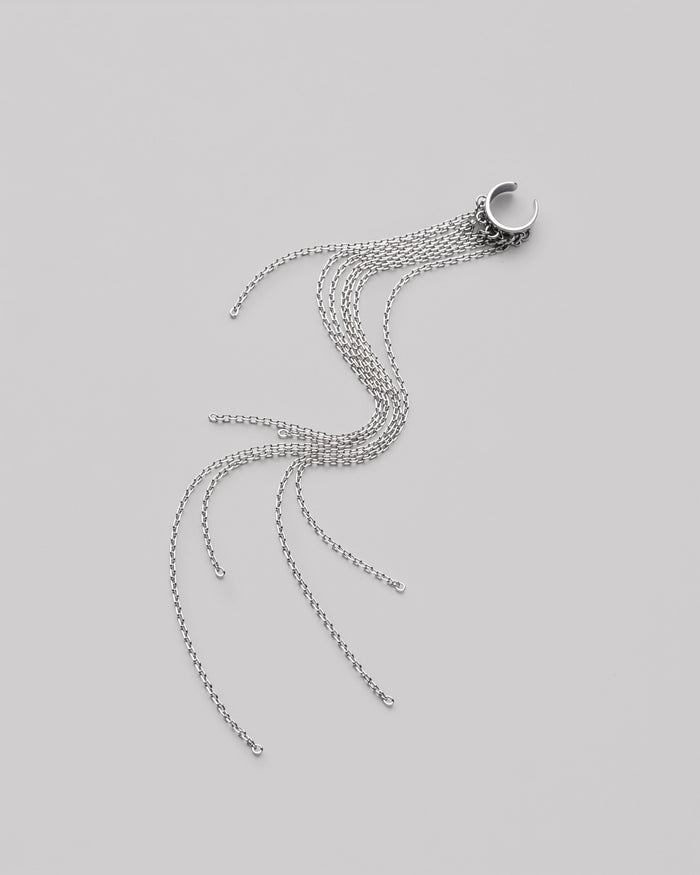 Silver single earring - cuff CASCADE