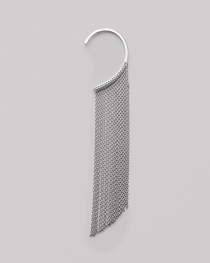 Silver single earring - cuff FLUMEN