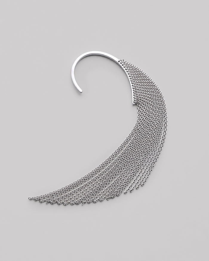Silver single earring - cuff FLUMEN