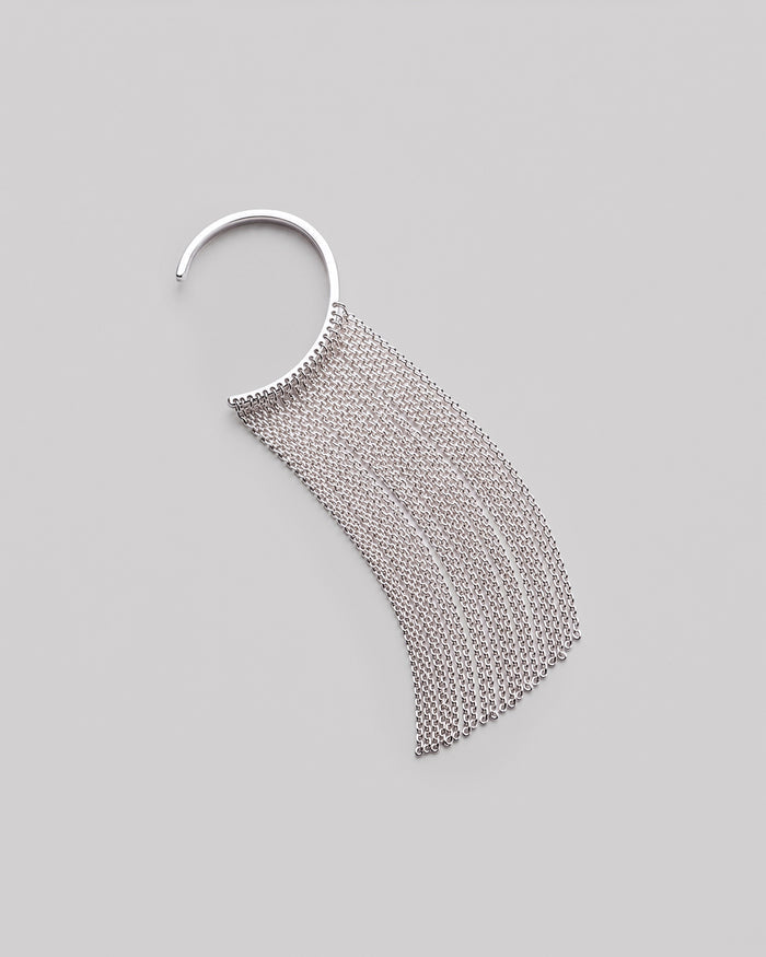 Silver single earring - cuff FLUMEN