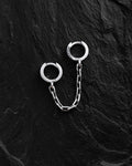Silver single earring CHAIN (for two piercings)