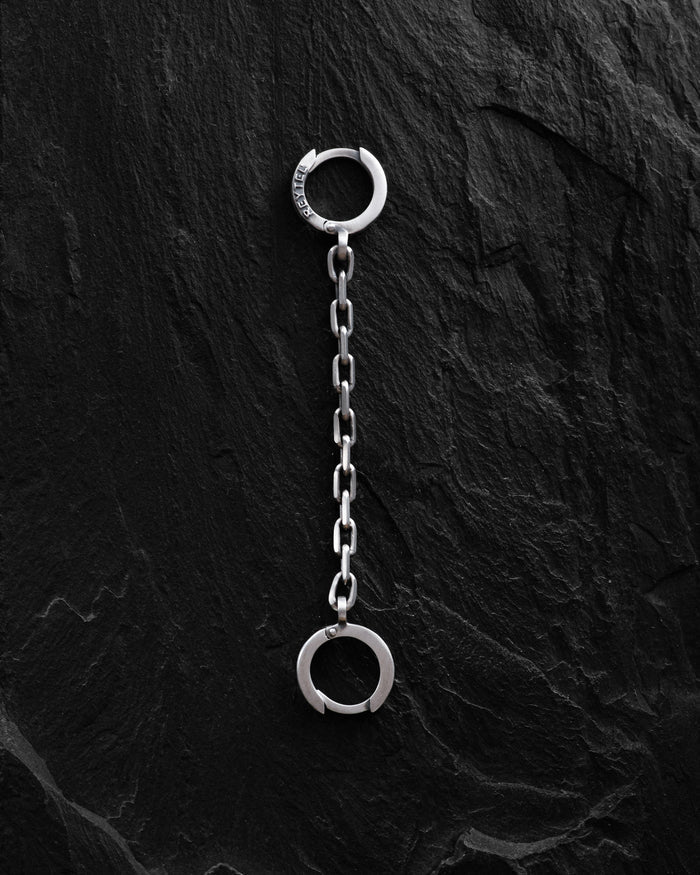Silver single earring CHAIN (for two piercings)