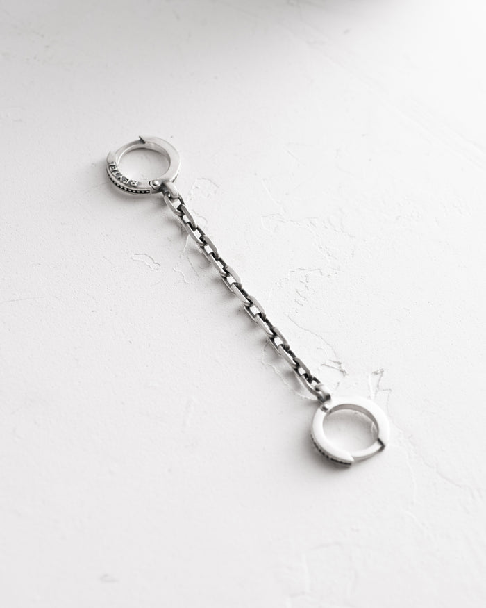 Silver single earring CHAIN (for two piercings)