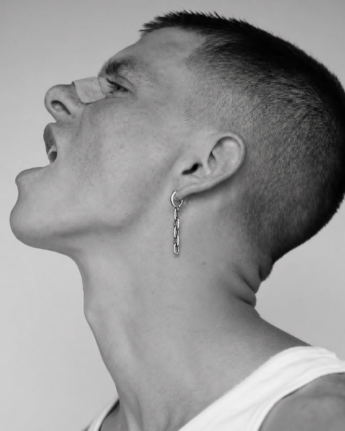 Silver single earring CHAIN