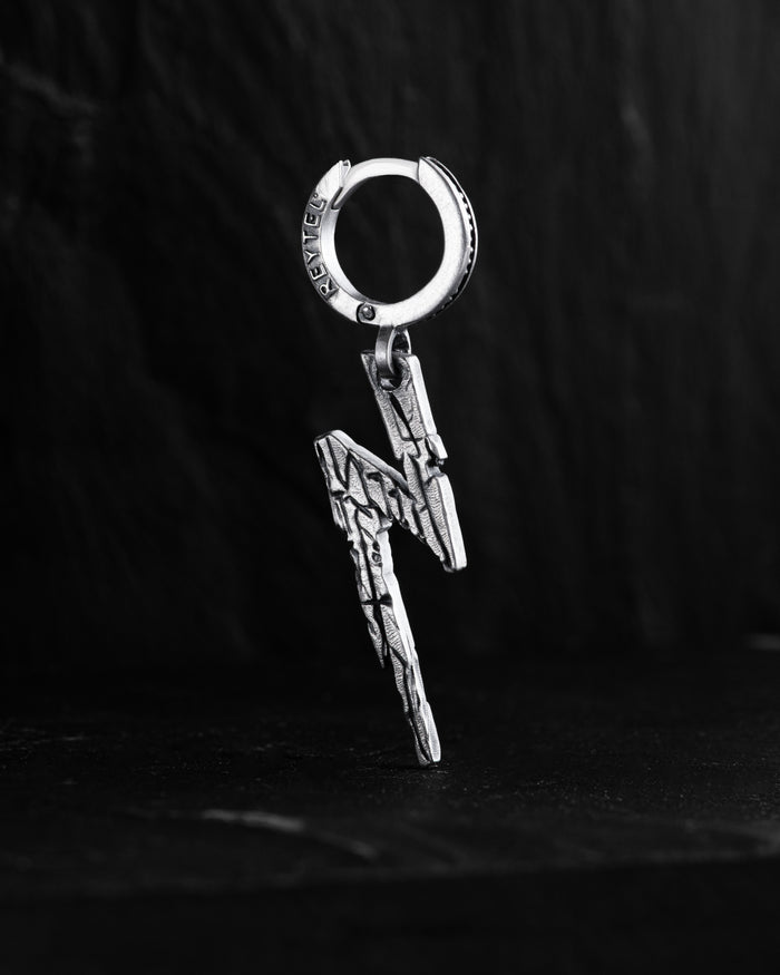 Silver single earring LIGHTNING