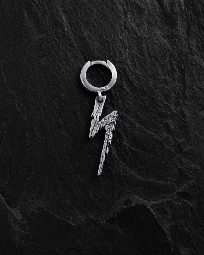 Silver single earring LIGHTNING