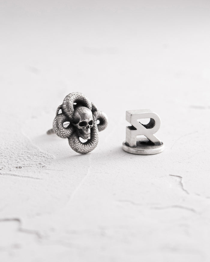 Silver single earring MORTE SERPENS