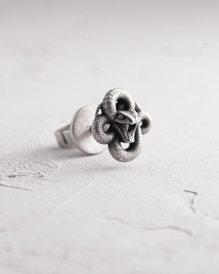Silver single earring SERPENS